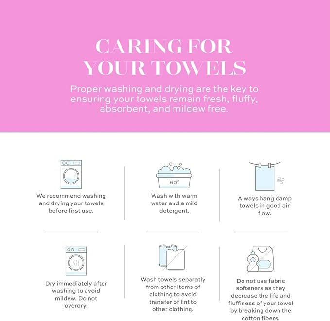 CASA COPENHAGEN White Bay, 6 Pieces Towel Set- White with Lavender and Grey Violet Border, 600 GSM, 2Bath, 2Hand, 2Washcloths Egyptian Cotton Towel for Hotel Spa Kitchen Bathroom Kitchen & Shower