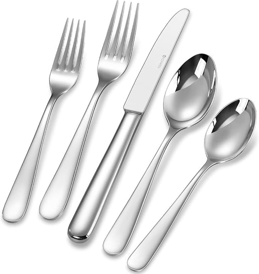 KEAWELL Premium 20-Piece Louise Silverware Set, 18/10 Stainless Steel, Service for 4, Fine Flatware Set, Smooth and Exceptional mirror finish, Dishwasher Safe (20)
