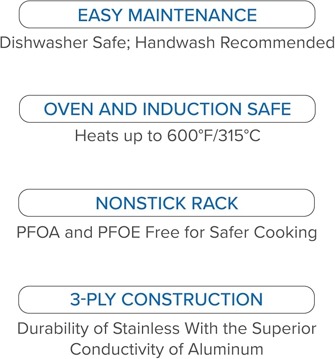 Viking 3-Ply Stainless Steel Roasting Pan with Non Stick Rack, 16 x 13 Inch Kitchen Cookware, Great for Turkey, Dishwasher and Oven Safe, Induction Ready, Silver