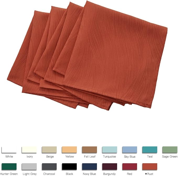 maxmill Jacquard Cloth Napkins 20 x 20 Inch Swirl Pattern Soft Comfortable and Luxury Serviette for Restaurant Family Dinners Weddings Parties and Banquets Set of 4 Pieces Rust