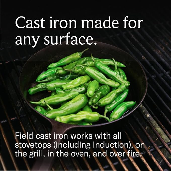 Field Company 10.25-Inch Cast Iron Skillet – Lightweight & Smooth, Made in USA, Pre-seasoned with Organic Oil – Perfect for 2–4 Servings (No.8 Medium)