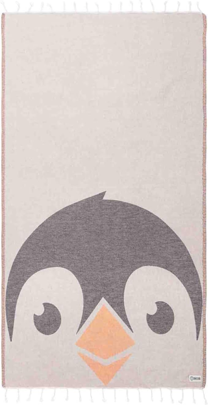 Sand Cloud Turkish Beach Towel - Sand Free - 100% Organic Turkish Cotton Yarn - Quick Dry Towel for Beach, Picnic, Blanket or Bath - As Seen on Shark Tank - Marine Life (Tux Penguin)