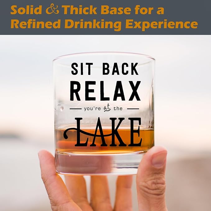 kunlisa Lake Gifts Whiskey Glasses, Lake House Decor and Gifts, Lakes House Essentials 10 oz Drinking Rocks Glasses for Women Men Whisky Cocktail Scotch Bourbon Liquor