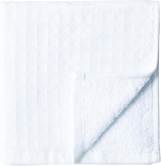 UCHINO Waffle Twist Cotton Weave Washcloth Towel for Bathroom Lightweight Absorbent Quick Dry Honeycomb Texture Solid Terry Loop Reverse 13" x 13", 1 Wash Cloth, White