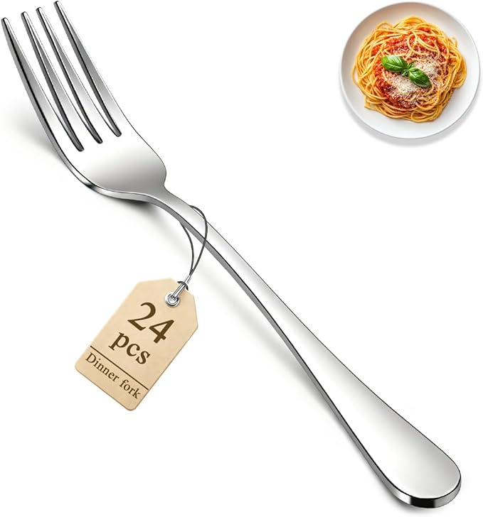 Berglander Salad Forks Set 24pcs, Stainless Steel 7.28" Dessert Forks, Flatware Silverware Fork for Home Kitchen, Restaurant, Hotel, Dishwasher Safe