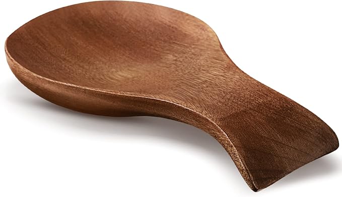 Patelai Acacia Wood Spoon Rest for Stove Top Bamboo Holder for Spatula Rest for Kitchen, Counter Spoon Holder for Countertop, Modern and Rustic for Farmhouse as Dining Table Decoration(Brown)