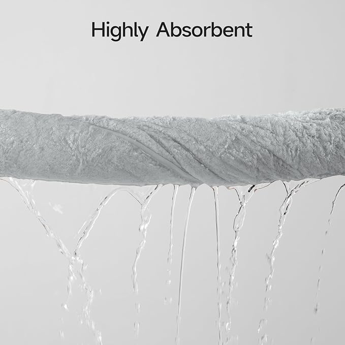 REDKISS 6-Piece Bath Towel Set, Ultra-Plush & Highly Absorbent 100% Cotton Towels for Bathroom, Grey Set Includes 2 Bath Towels, 2 Hand Towels, 2 Washcloths