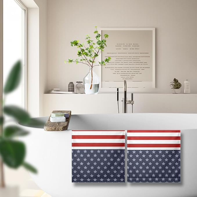 4th of July Patriotic Kitchen Dish Towels American Flag Independence Day Hand Towel Tea Towels Soft Decorative Bathroom Hand Towel for Home Kitchen Decor 14.4 x 28.3 Inch