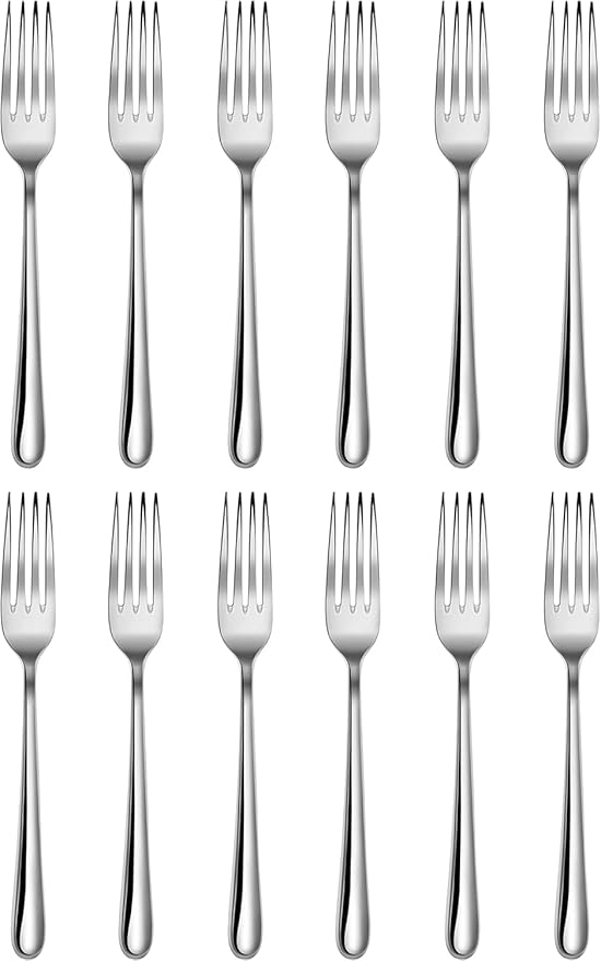 Artaste Rain II Forged 18/10 Stainless Steel (Silver (Set of 12), Dinner Fork (8.25-Inch))