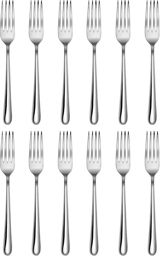Artaste Rain II Forged 18/10 Stainless Steel (Silver (Set of 12), Dinner Fork (8.25-Inch))