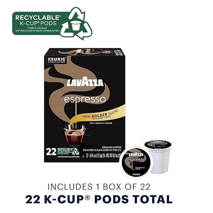 Lavazza Espresso Italiano Single-Serve Coffee K-Cups for Keurig Brewer, Medium Roast, 22 Count Box (Pack Of 4), 88Count