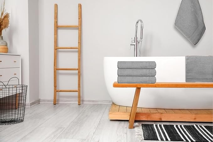 Premium Hand Towels Pack of 6 (16" x 30”) 100% Combed Ring Spun Cotton | Highly Absorbent Hand Towels Set | Ultra Soft for Home, Gym & Spa (Silver Grey)