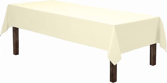 Gee Di Moda Rectangle Tablecloth - 60 x 126 Inch Ivory Table Cloth for 8 Foot Rectangle Tables - Heavy Duty Washable Fabric - for Holiday Party, Dinner, Weddings, Baby Shower & Events