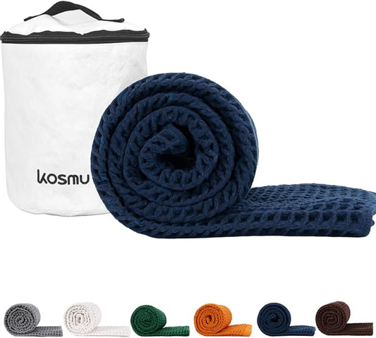 Luxury Organic Japanese Cotton Waffle Bath Towel | Thick, Absorbent, Quick Dry Bathroom Towels for Shower, Sauna, Onsen| Hotel & Spa Quality, Gift-Ready (Ocean Blue, Bath Towel (55" x 34"))