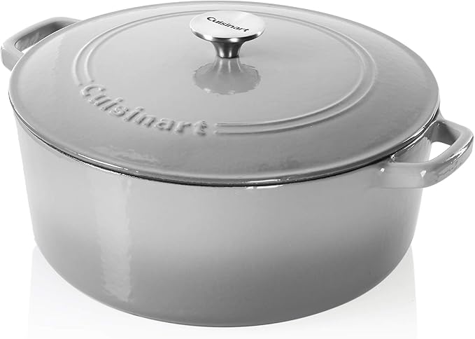 Cuisinart Chef's Classic Enameled Cast Iron Round Covered Casserole (Grey Gradient, 7- Quart)