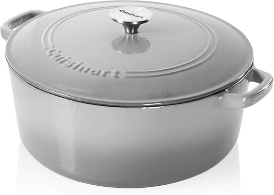 Cuisinart Chef's Classic Enameled Cast Iron Round Covered Casserole (Grey Gradient, 7- Quart)