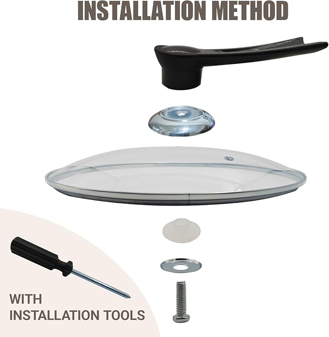 10.5 Inch Pan Lid, Universal Pot Lid, Support Vertical Placement, 4mm Clear Tempered Glass, Compatible with Dishwasher and Ovens