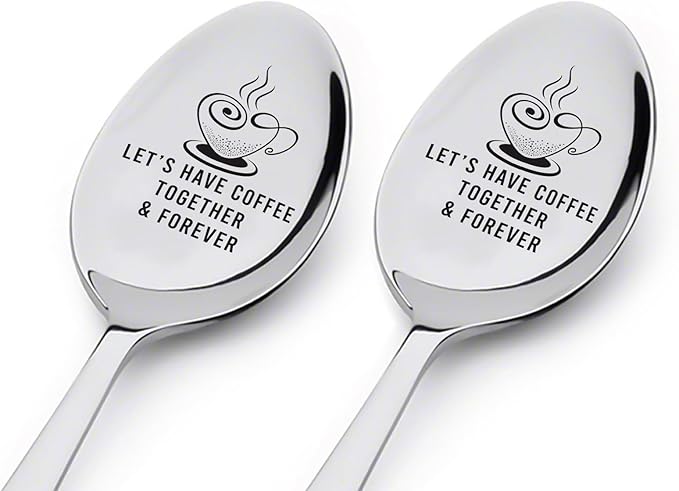 Couple Gifts Friends Gifts—Let's Have Coffee Together & Forever Engraved Spoon Personalized Gift for Valentine's Day gift,Birthday Gift,Thanksgiving Day Gift,Christmas Gift(2PCS)
