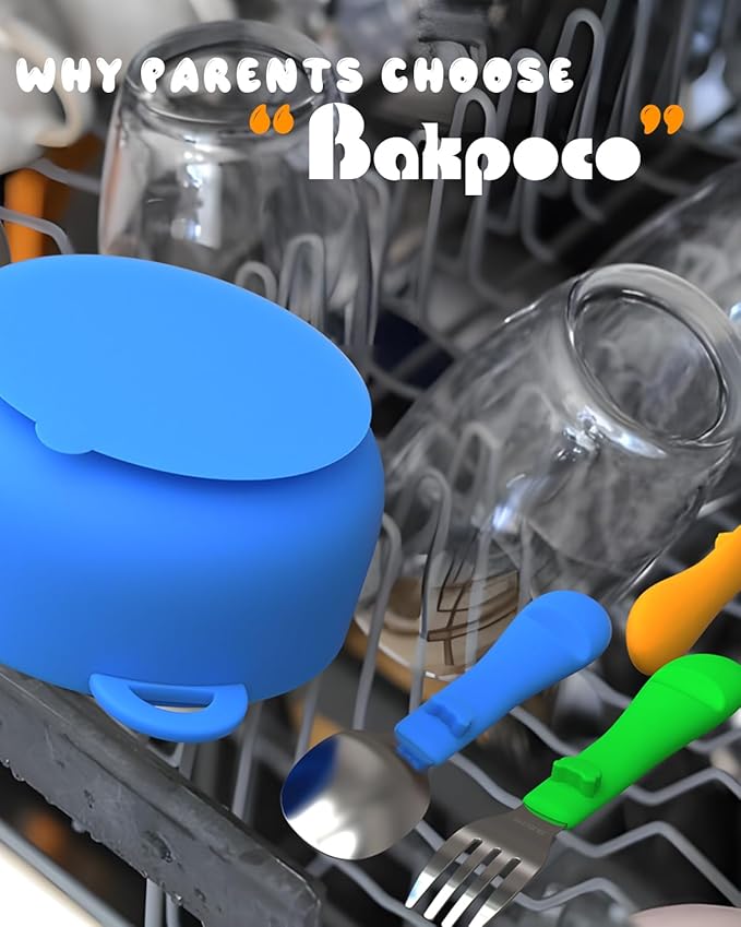 6PCS Toddler Utensils, 316 Stainless Steel Baby Safe Forks + Spoons with Silicone Handle, BPA Free Dishwasher Safe Kids Silverware Cutlery with Box, Bright Orange/Blue/Green