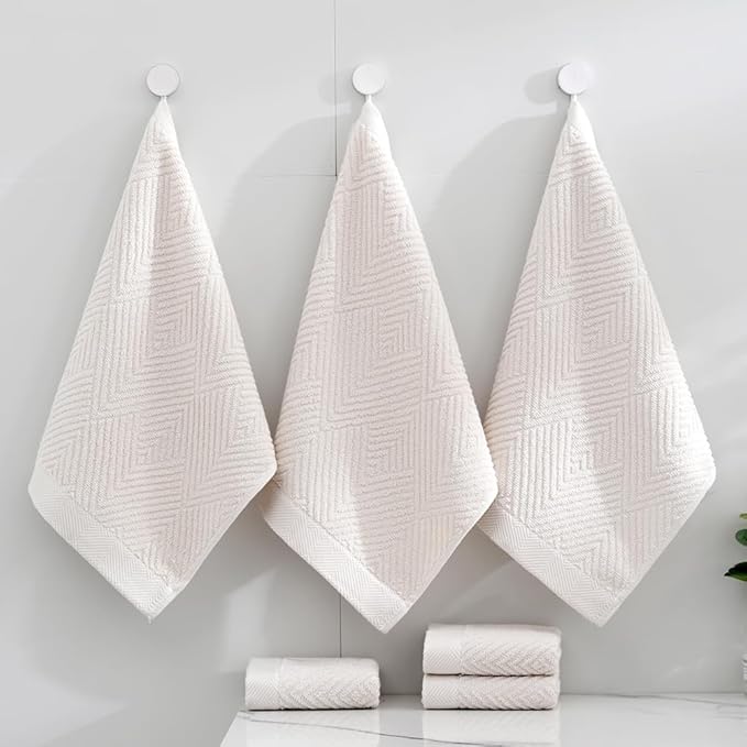 sense gnosis Super Soft Lime White Washcloth Terry Striped Weave Pattern Ultra Absorbent 100% Cotton Washcloths Towel for Bathroom Home Kitchen 13 X 13 Inch, 6 Pieces