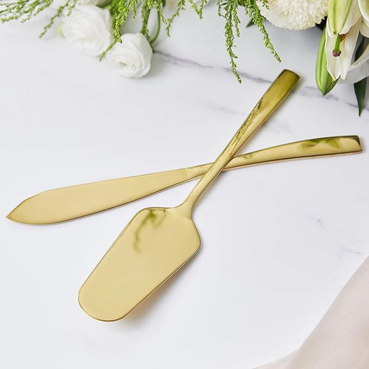 AW BRIDAL Gold Wedding Cake Knife and Server Set, Cake Cutting Set Pie Pastry Servers for Parties Events Bridal Shower Anniversary Engagement Gifts