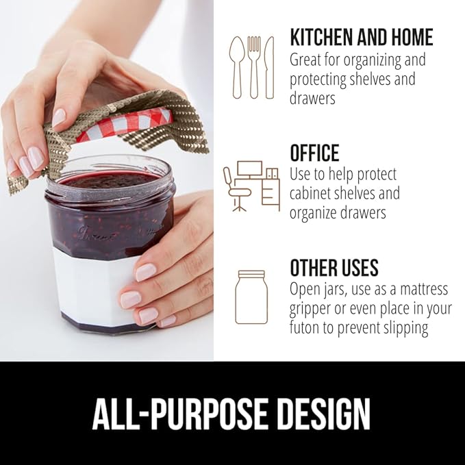 GORILLA GRIP powerGRIP Drawer Shelf and Cabinet Liner, Thick Strong Hold, Non-Adhesive Liners Protect Kitchen Cabinets and Cupboard, Bathroom Drawers, Easy Install, Breathable Mat, 17.5" x20', Beige