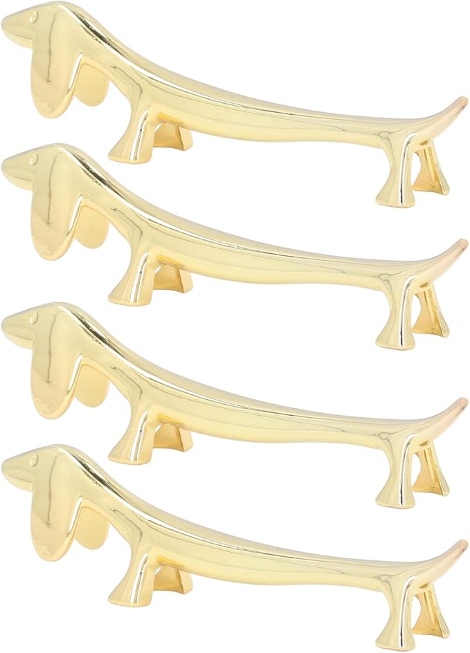 GOTOTOP 4Pcs Chopstick Rest, Reusable Cute Animal Gold Chopstick Holder for Home Restaurant Party (Dog)