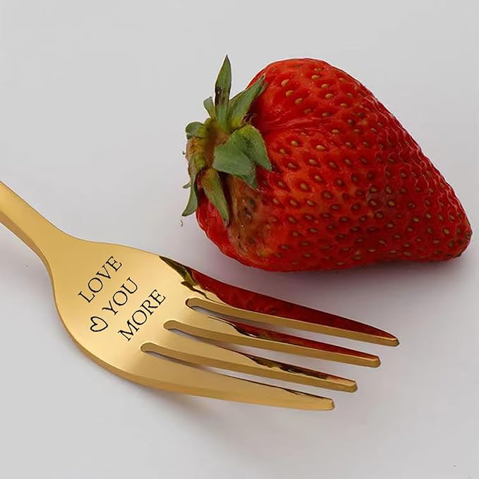 Love You More - Anniversary Birthday Gifts for Couple, Christmas Gifts, Personalized table forks, Pack of 1, black