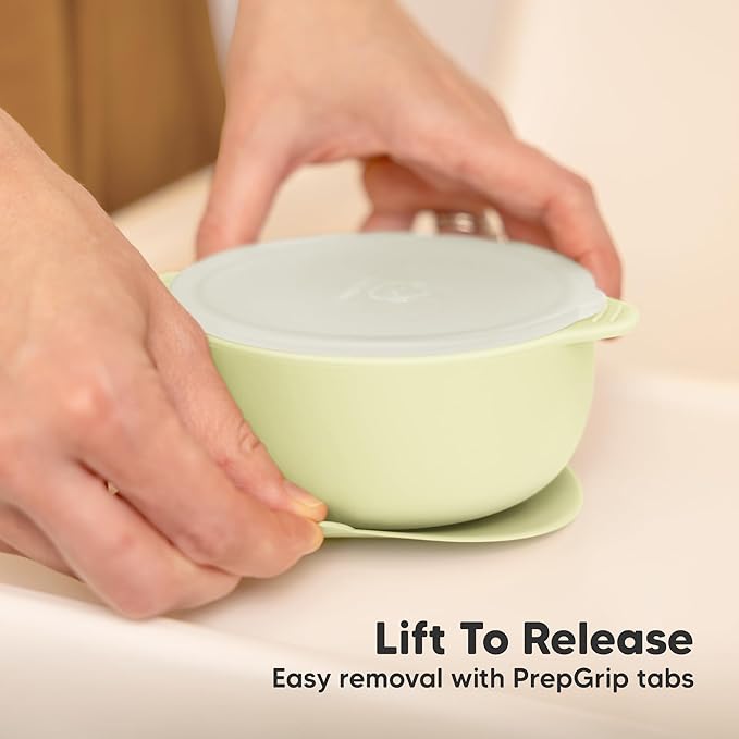KeaBabies 2-Pack Baby Bowls with Suctions, Lids - Silicone Toddler Suction Bowls for Baby Boy, Girl, Kids, Food Grade Silicone, BPA-Free, Dishwasher Safe, Toddler Eating Essentials (Pastel Sky)