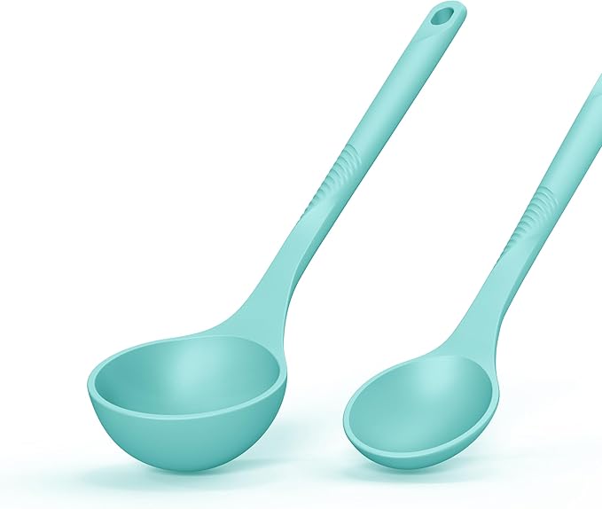 Silicone Cooking Utensils Set - 600°F Heat Resistant, Nonstick Kitchen Utensil Set with Spatulas, Spoons, Whisk, Tongs, BPA Free, Dishwasher Safe (Teal)
