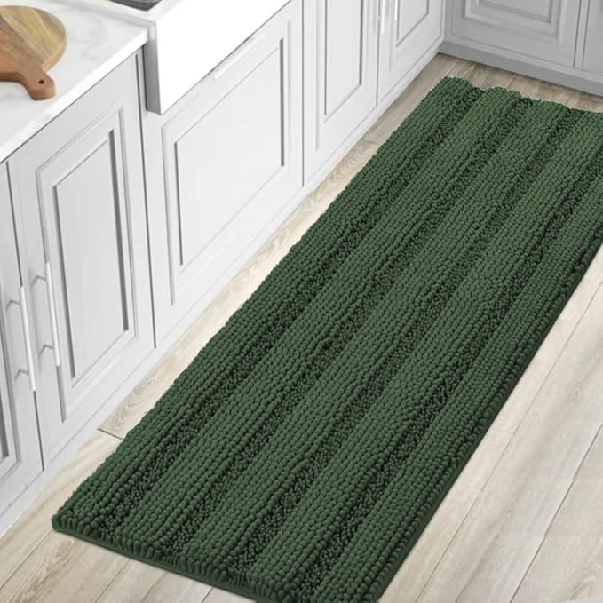 H.VERSAILTEX Bathroom Rugs Bath Mat Runner Rug Non Slip Kitchen Rug Extra Long Bath Rug Runners Oversized 59" x 20" Absorbent Washable Dry Fast Plush Area Rug for Bathroom/Bedroom - Bronze Green