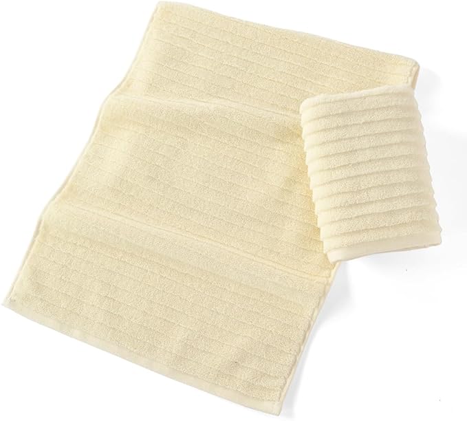 sense gnosis Beige Hand Towel Set of 2 Ladder Striped Design Soft Quick Dry Absorbent 100% Cotton Hand Towel for Bathroom Decorative 13 x 29 Inch
