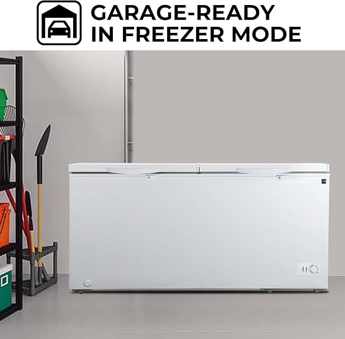 Kenmore Deep Freezer - Convertible Refrigerator/Chest Freezer, 2 Hanging Basket, Garage Ready, Meat Storage, Front Drain, Congelador For Home, Apartment, Basement, Cottage 25.0 Cubic Feet, White