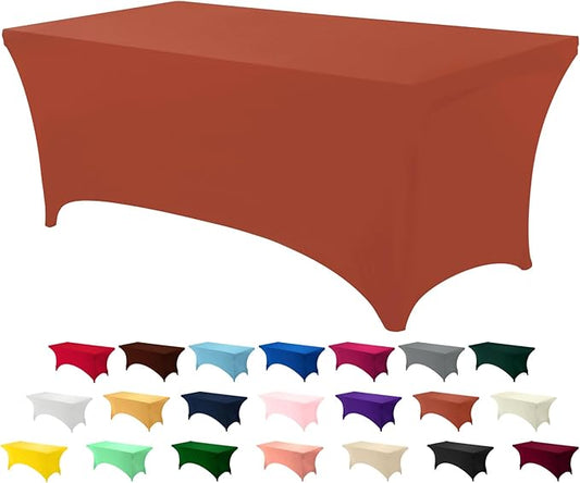 Utopia Kitchen 6FT Spandex Tablecloth [1 Pack, Light Coffee] 200 GSM Stretch, Fitted, Washable and Wrinkle Resistant Table Cloth Rectangle Cover for Trade Shows, Wedding, Parties [72Lx30Wx30H Inch]