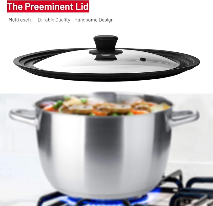 Universal Lids for Pots, Pans and Skillets - Tempered Glass with Vented Silicone Rim and Heat-Resistant Handle - Fits Multiple Cookware Sizes - Dishwasher & Microwave Safe (2 Pack, 11",12",12.5")
