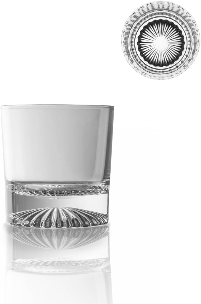 10oz Old Fashioned Whiskey Glasses Set | Lead-Free Crystal, Heavy Base, Rock Glass with Sunflower-Textured Base, 4-Piece Set for Scotch & Cocktails