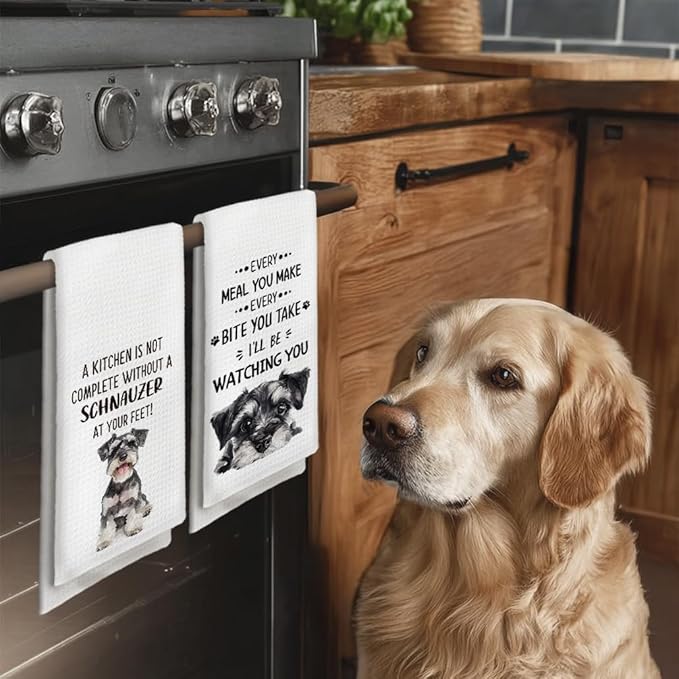 Schnauzer Gifts Kitchen Towels Set of 2, Schnauzer Gifts for Women, Schnauzer Decor Dish Towels Tea Towels for Kitchen, Schnauzer Decorative Hand Towels, Dog Kitchen Bathroom Decor, 16x24inch