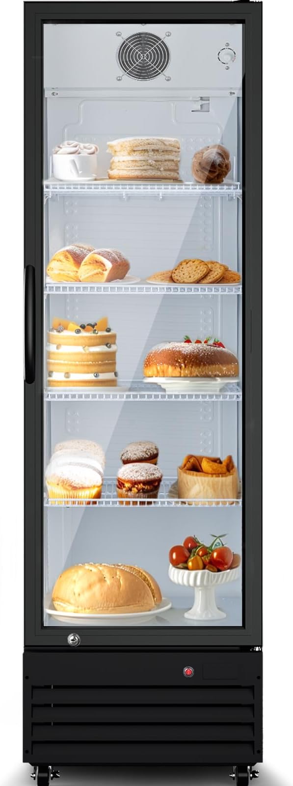 BODEGACOOLER Commercial Beverage Refrigerator with Glass Door,12.5 Cu.Ft Display Merchandiser Drink Refrigerator,Upright Commercial Bar Fridge,Display Drink Cooler,Soft LED Light,Romovable Shelves