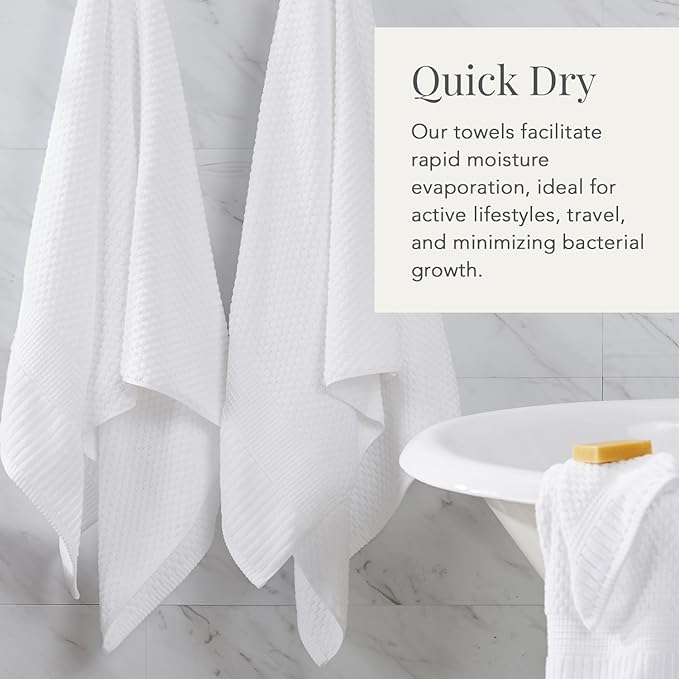 NY Loft 100% Cotton 2 Pack Bath Sheet Towel Set | Absorbent Quick-Dry Oversize Bath Towels | Textured and Durable Cotton | Bright White