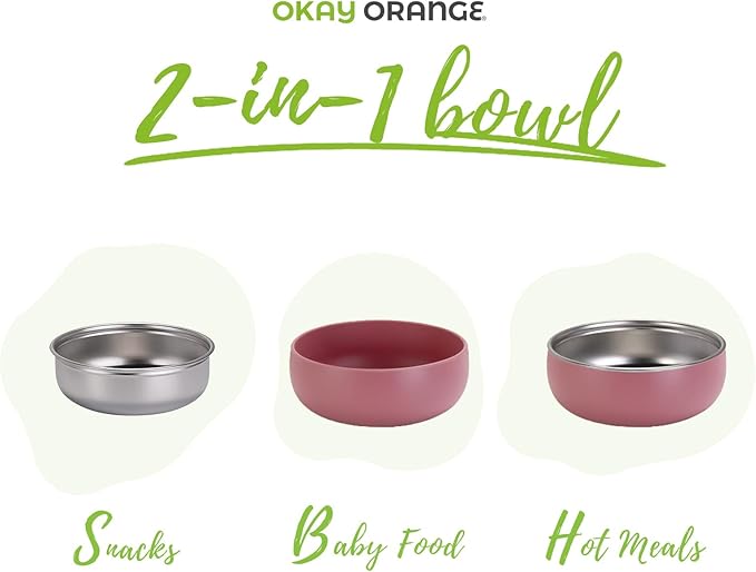 Non-Toxic Toddler Bowls with Non-Slip Base | Stainless Steel Baby Bowls for Kids | 5 Inch BPA-Free Dishwasher Safe Bowls | Mess-Free Feeding Supplies | 2-Pack Set