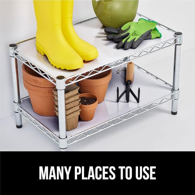 GORILLA GRIP DuraGuard Shelf Liner, Non-Adhesive Cabinet Liners for Kitchen Drawers, Shelves, Refrigerator, Pantry Storage, Bathroom Closet, Durable Waterproof BPA Free Ribbed Plastic, 12x10 Clear