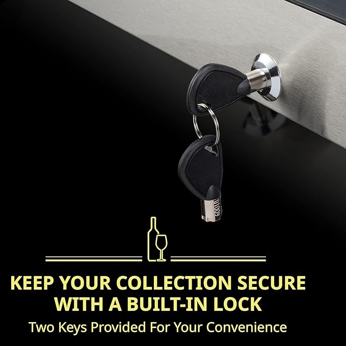 SCHMÉCKÉ 18 Bottle Compressor Wine Cooler Refrigerator w/Lock - Large Freestanding Wine Cellar For Red, White, Champagne or Sparkling Wine - 41f-64f Digital Temperature Control Fridge Stainless Steel