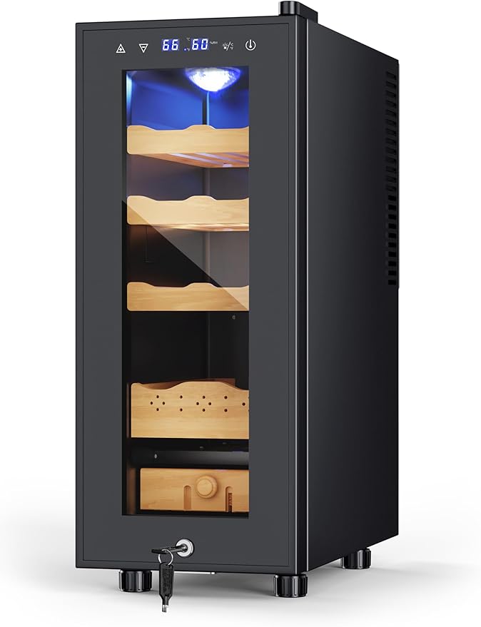 35L Electric Humidor,Digital LED Screen,Smart Temp & Humidity Control (59-72°F, 55-65% RH),250 Counts Capacity,Safety Lock,Thermostatic Cooler Gift for Men