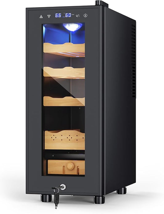 35L Electric Humidor,Digital LED Screen,Smart Temp & Humidity Control (59-72°F, 55-65% RH),250 Counts Capacity,Safety Lock,Thermostatic Cooler Gift for Men