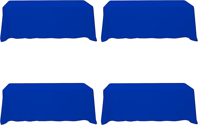 BRILLMAX 4 Pack Royal Blue Tablecloths for 8 Foot Rectangle Tables 90 x 156 Inch - 8ft Rectangular Bulk Linen Polyester Fabric Washable Cloth Cover for Wedding Reception Banquet Birthday Party