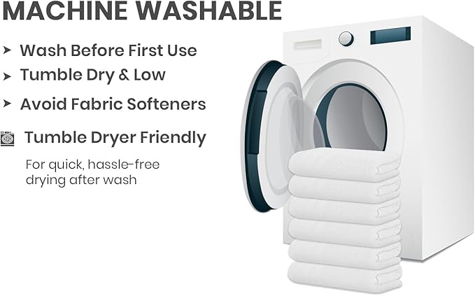 Large Bath Towels Set of 6 – 24" x 50" – 100% Cotton Terry – Durable, Soft & Quick Dry – White Multipurpose Towels for Bathroom, Gym, Spa, Pool & Daily Use