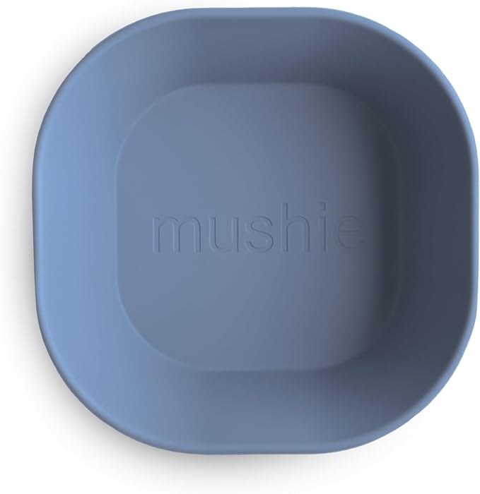 mushie Square Dinnerware Bowls for Kids | Made in Denmark, Set of 2 (Twilight Blue)
