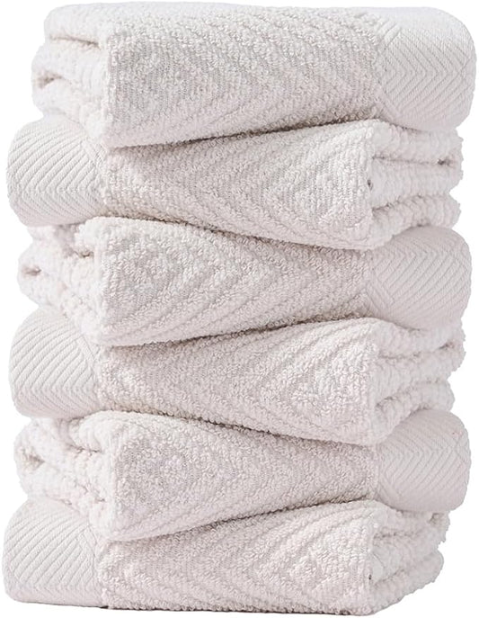sense gnosis Super Soft Lime White Washcloth Terry Striped Weave Pattern Ultra Absorbent 100% Cotton Washcloths Towel for Bathroom Home Kitchen 13 X 13 Inch, 6 Pieces
