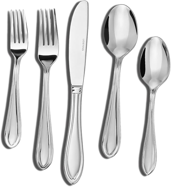 Silverware Set, 60-Piece Stainless Steel Flatware, 18/0 Stainless Steel Utensils, Dishwasher Safe, Modern Tableware for Home & Kitchen Dining