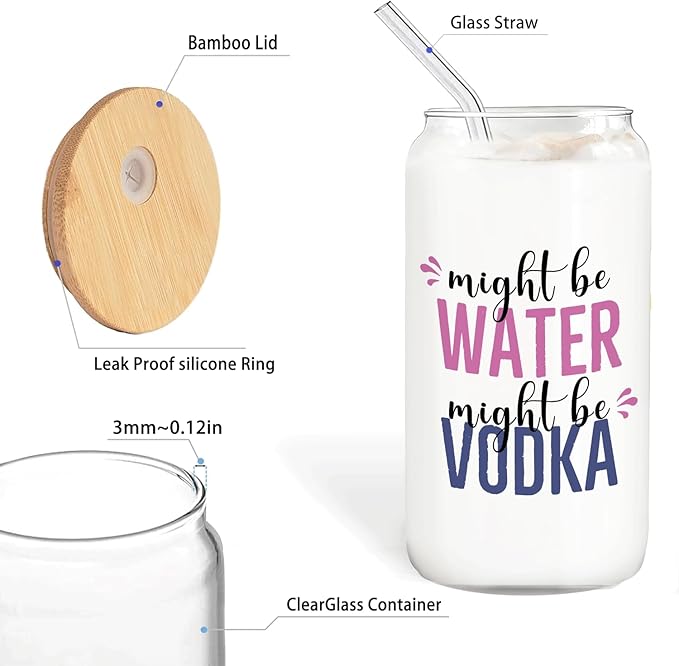 Vodka glasses cup Gifts for Cocktail Lovers, Funny Might Be Vodka Tumbler Gifts For Women 14oz,Tequila Lime drinking jar for Cocktail Lovers